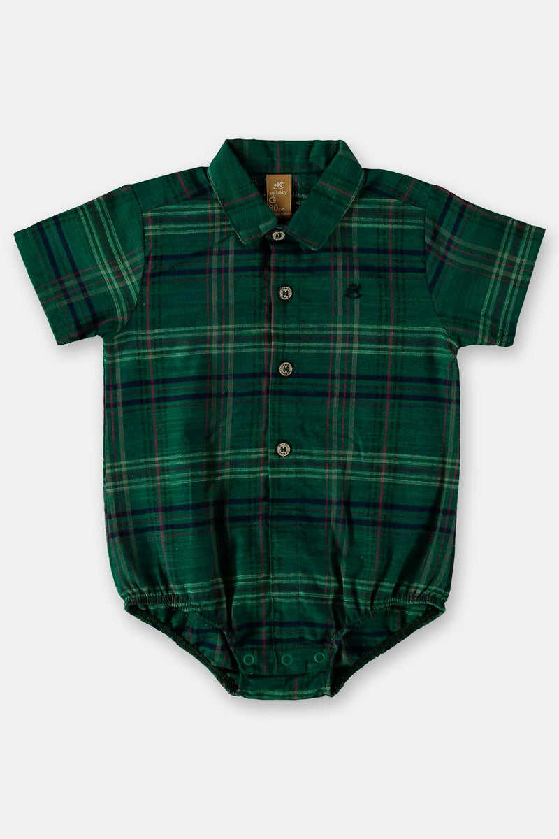 Body Camisa Xadrez Verde - Up Baby