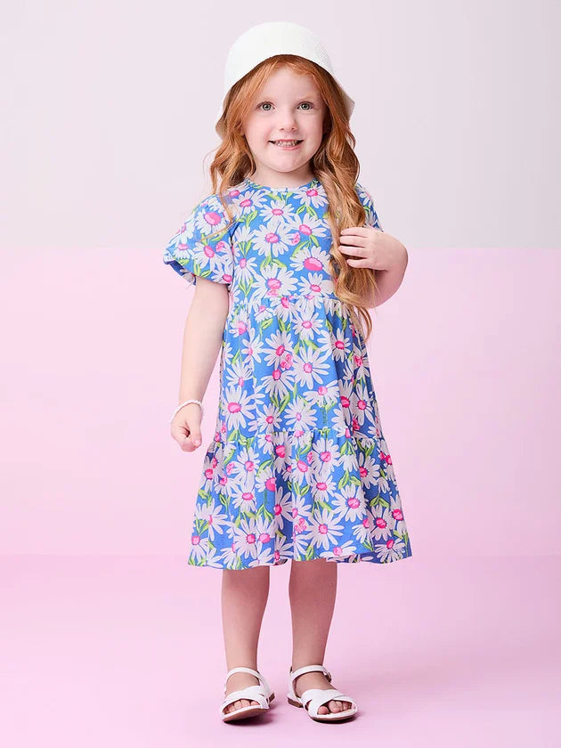 Vestido Azul com Estampa Floral - Momi