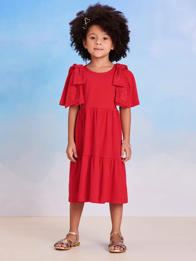 Vestido Vermelho com Laço - Momi