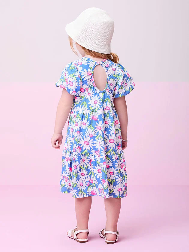 Vestido Azul com Estampa Floral - Momi