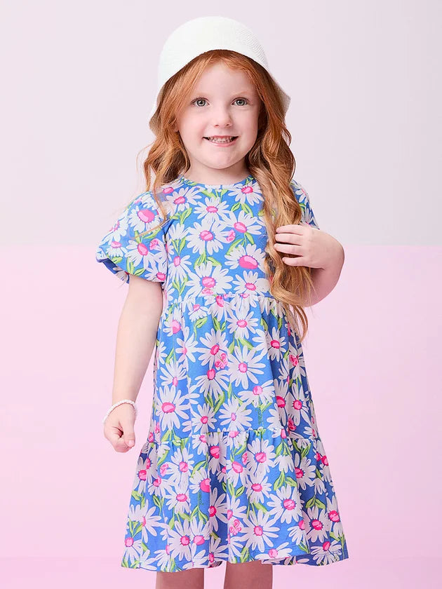 Vestido Azul com Estampa Floral - Momi