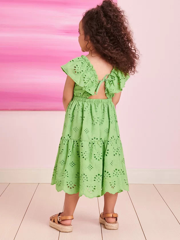 Vestido Verde de Laise com Bordados - Momi