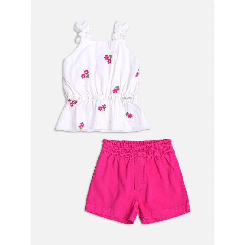 Conjunto Blusa Branca Short Pink - Momi