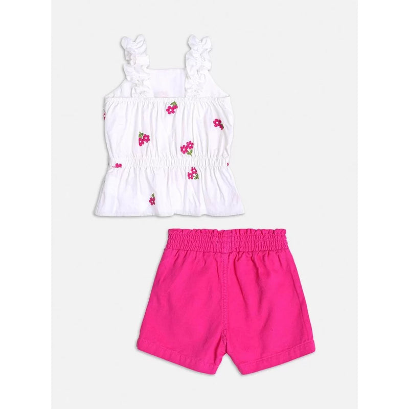 Conjunto Blusa Branca Short Pink - Momi