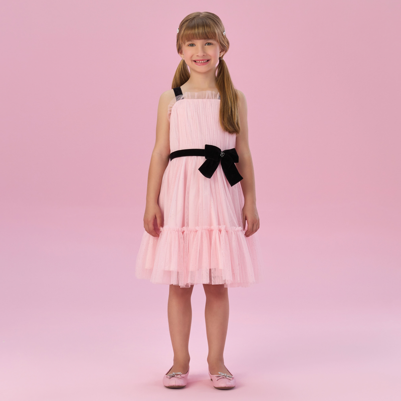 Vestido Tule Brilhos Rosa - Petit Cherie