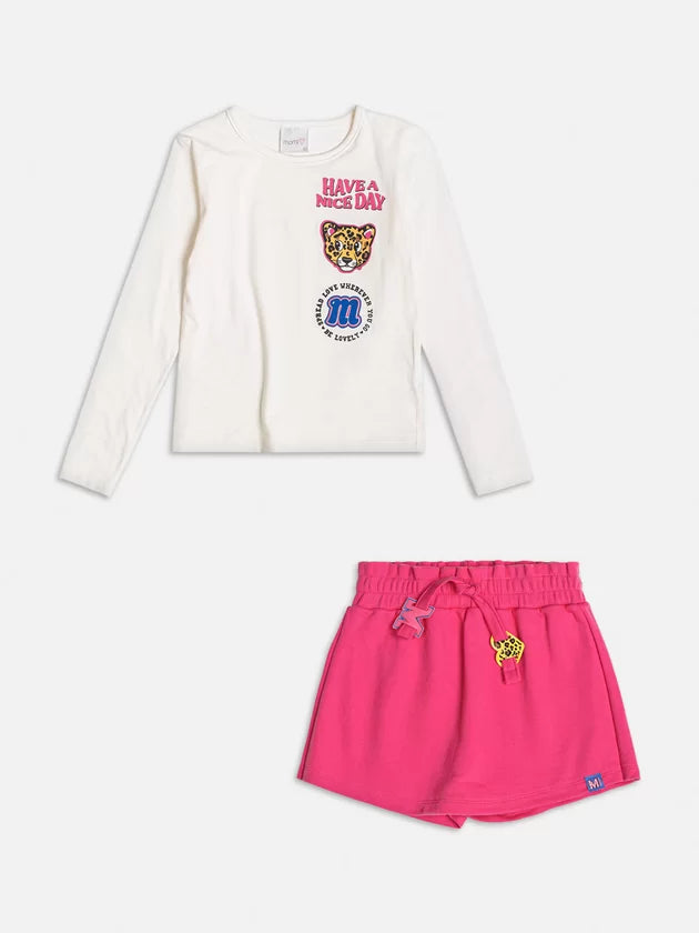 Conjunto Off e Saia Pink - Momi