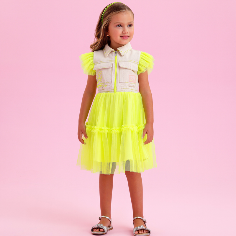 Vestido Bege Saia Neon - Petit Cherie