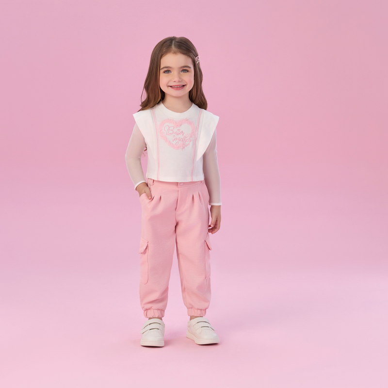 Conjunto Rosa Calça Jogger - Petit Cherie