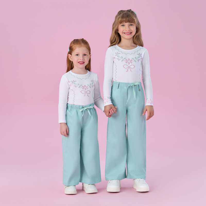 Conjunto Pantalona Verde Água - Petit Cherie