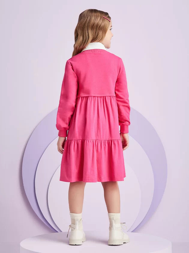 Vestido Pink com Patch Decorativo - Momi