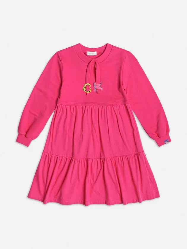 Vestido Pink com Patch Decorativo - Momi