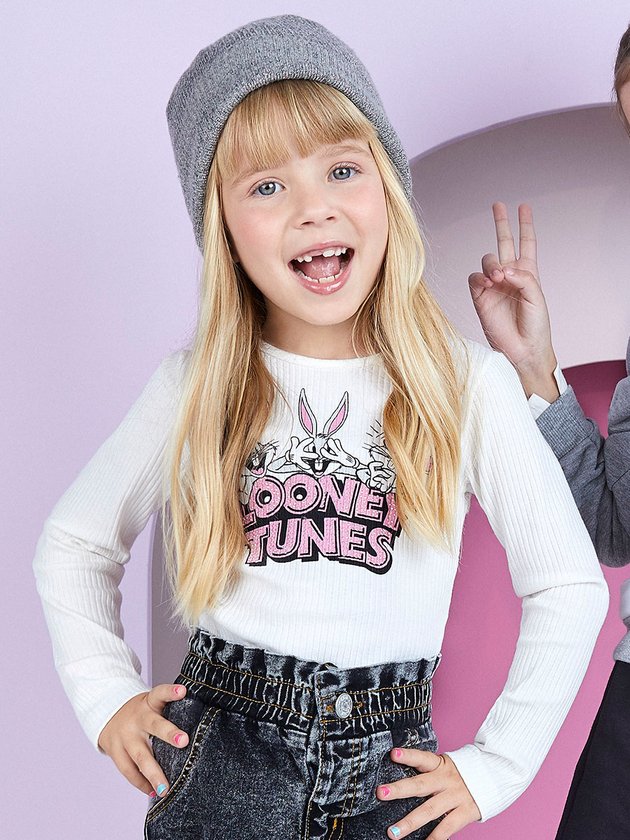 blusa de manga longa looney tunes momi