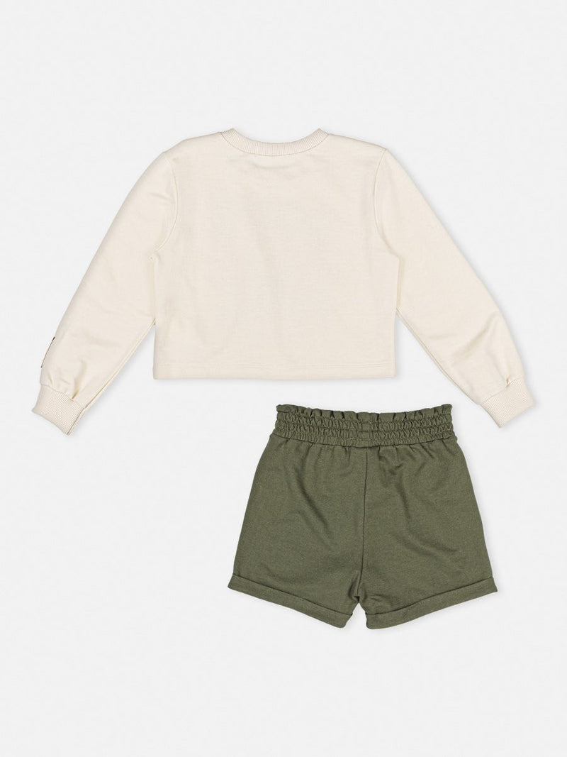 Conjunto Blusa Creme e Short Verde - Momi