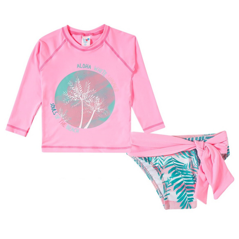 conjunto praia juvenil rosa proteção uv 50+ - tip top 16