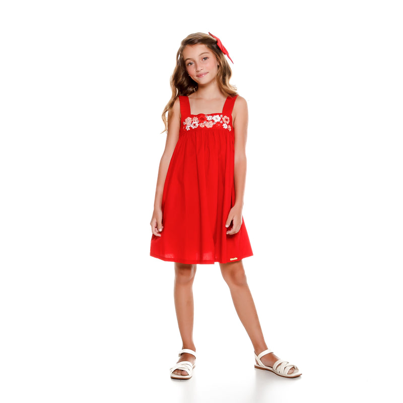 Vestido em Tricoline Vermelho - Luluzinha