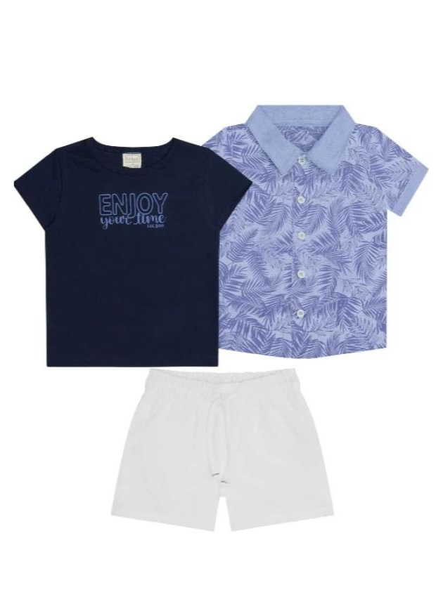 Trio Camiseta, Camisa e Bermuda - Luc Boo