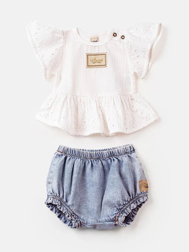 conjunto bata e short jeans - anime