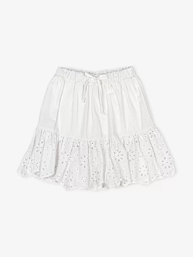 Conjunto Cropped e Saia em Lasie Branco - Momi