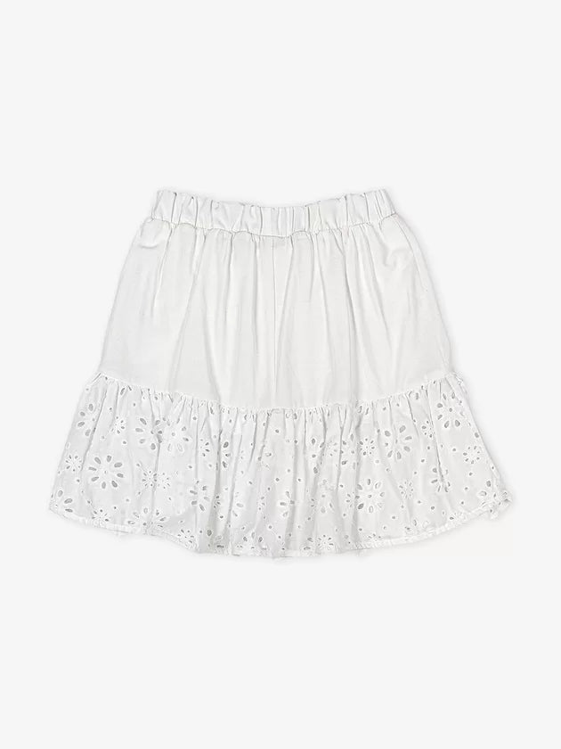 Conjunto Cropped e Saia em Lasie Branco - Momi