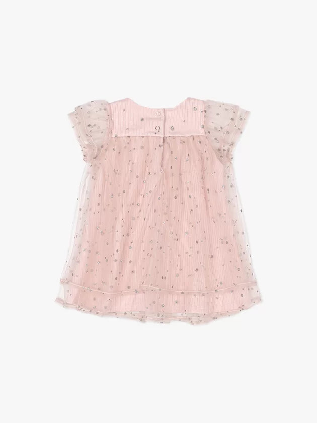 Vestido Rosa com Tule de Brilho Momi