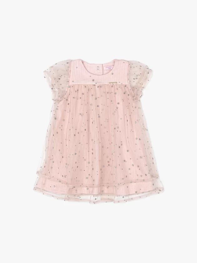 Vestido Rosa com Tule de Brilho Momi