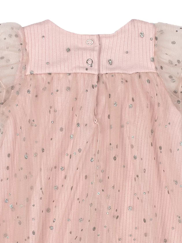 Vestido Rosa com Tule de Brilho Momi