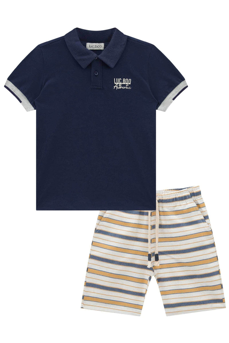 conjunto de camisa polo e bermuda - luc boo