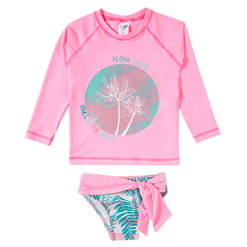 conjunto praia kids rosa proteção uv 50+ - tip top