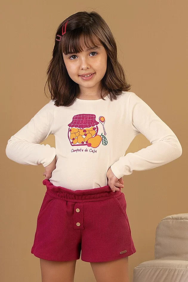 conjunto infantil em cotton e malha tricô canelada - bug bee