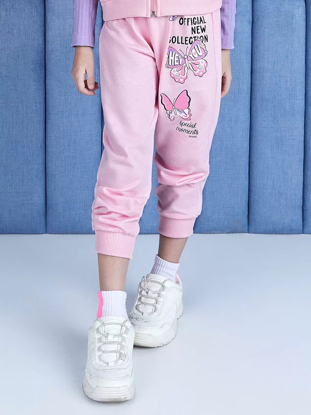 Conjunto Manga Longa Rosa Estampado em Lettering Momi