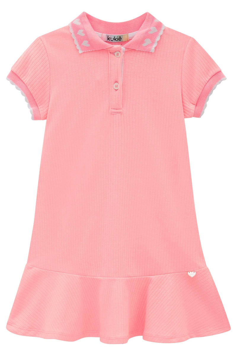 vestido em canelado capri com gola polo - kukie